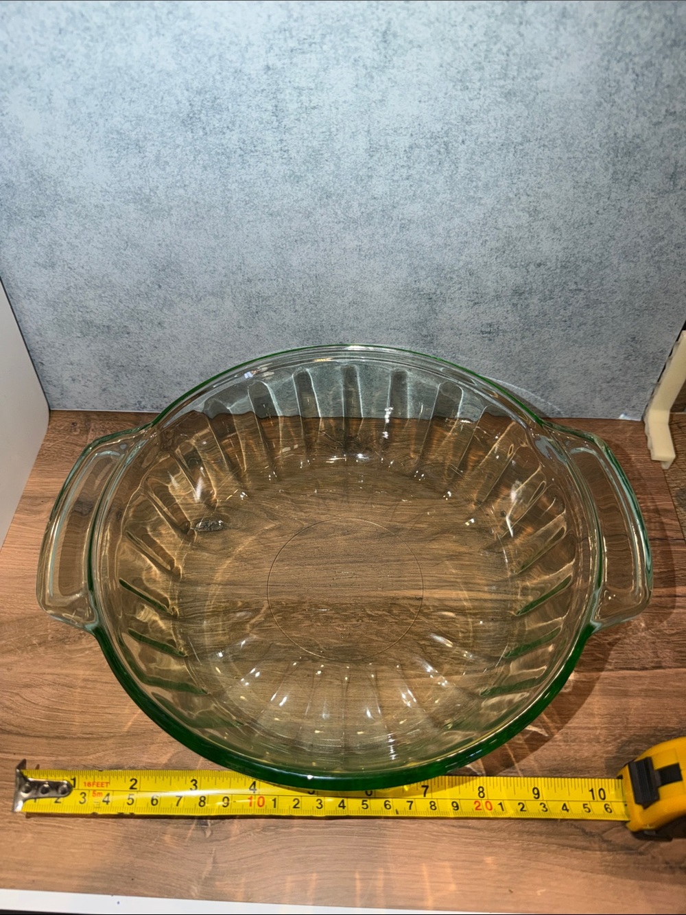 Clear Glass Baking Dish with Side Handles - Green Tint